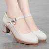 Круглый носок Модный толстый каблук Средний каблук Одинарный ремешок с пряжкой Удобные и неутомительные женские туфли Темперамент Универсальная повседневная обувь