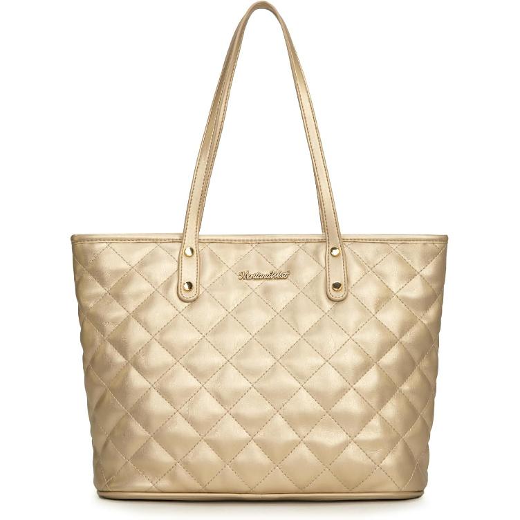 Montana West Quilted Tote Bag for Women Shoulder Bag Fashion Handbags with Top Zipper