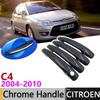 Черная накладка на ручку двери из углеродного волокна для Citroen C4 Pallas Triomphe Quatre 2004~2010 Автомобильные аксессуары Наклейки Комплект отделки Хром
