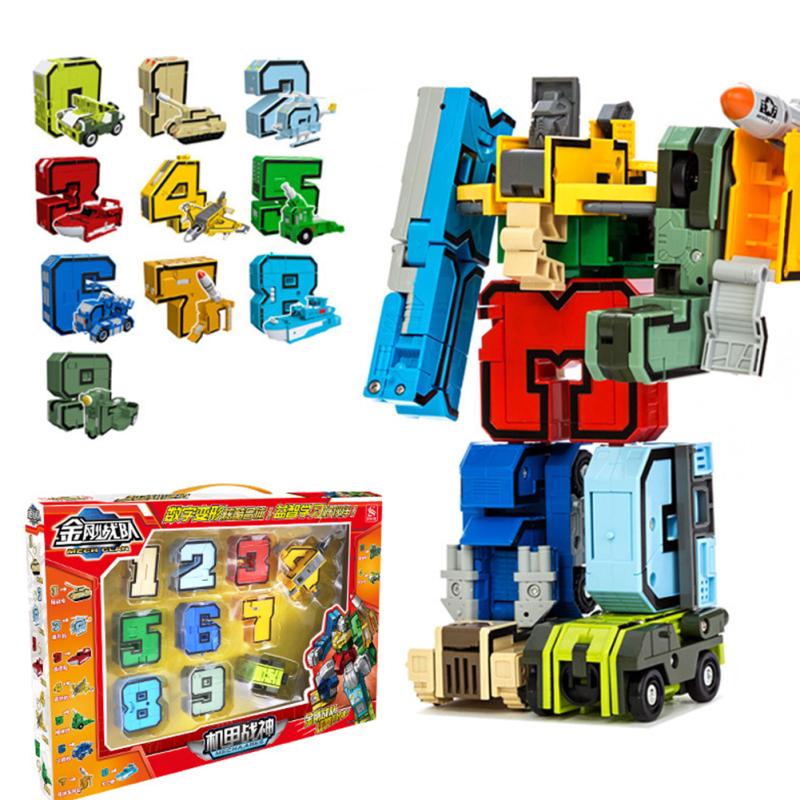 Строительные блоки с цифрами 0-9, деформирующий робот, игрушка в сборе, головоломка, детский подарок на Рождество и день рождения
