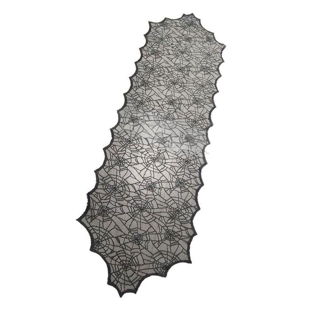 Halloween Black Lace Polyester Tablecloth for Party Decorations Fabric Easy To Cleaning Foldable Designs