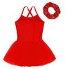 Kids Girls Ballet Dance Performance Costume Sequined Tutu Dress with Hair Tie Headwear