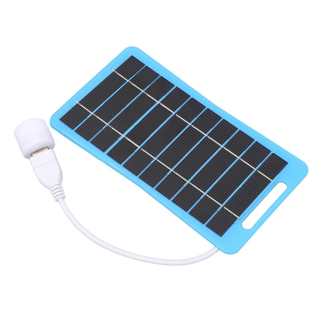 Solar Panel with Light Handle Blue 5V 5W USB Portable Solar Panel Charger for Outdoor Camping