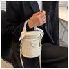 Solid Color Texture Small Bag Women's Autumn 2025 New Trendy Fashion Niche Portable Round Bucket Bag Popular Messenger Bag