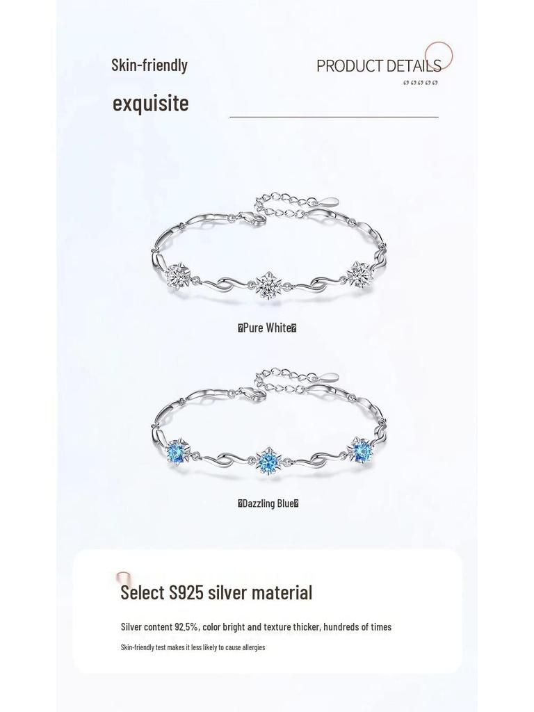 Изысканный браслет из стерлингового серебра 925 пробы с гексаграммой для женщин - Элегантное украшение, Идеальный подарок на день рождения лучшей подруги