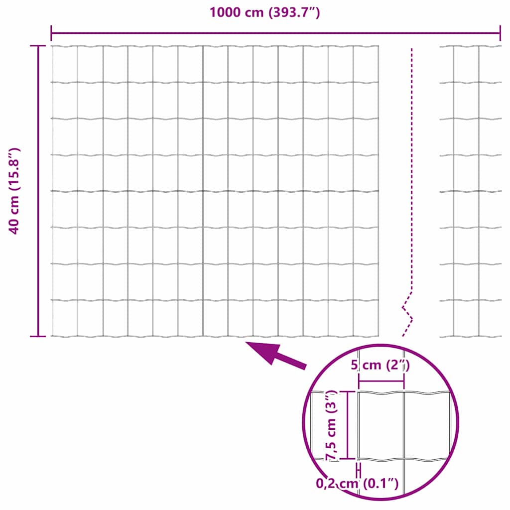 Euro Fence Gray 0.4 x 10 m PVC Coated Iron