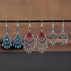 Vintage Palace Crystal Long Tassel Earrings with Feminine Style and Versatile Personality Earrings, Korean Fashion Ethnic Style Earrings
