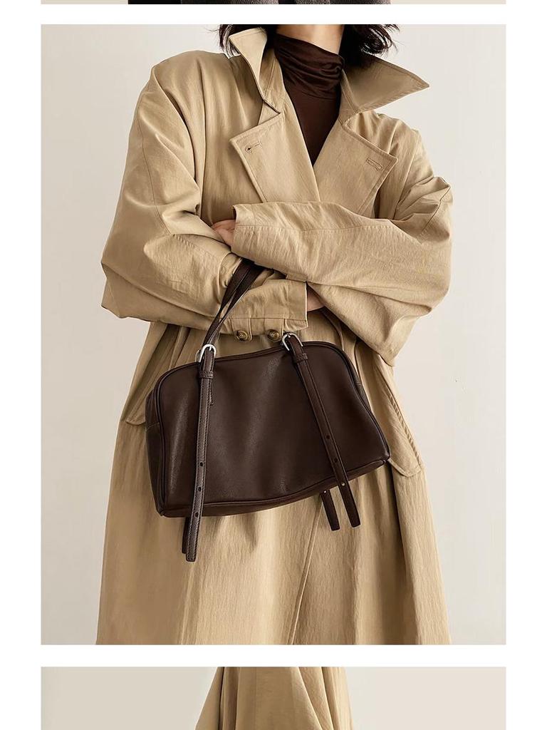 Нишевая Ретро Кожаная Сумка для Боулинга Yoyo Большой Вместимости - Женская Высококлассная Сумка на Плечо