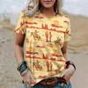 Summer Women T-Shirts Short Sleeved West Cowboy Horse Print Tops 2024 Fashion Blouse For Women Oversized Vintage Female Clothing