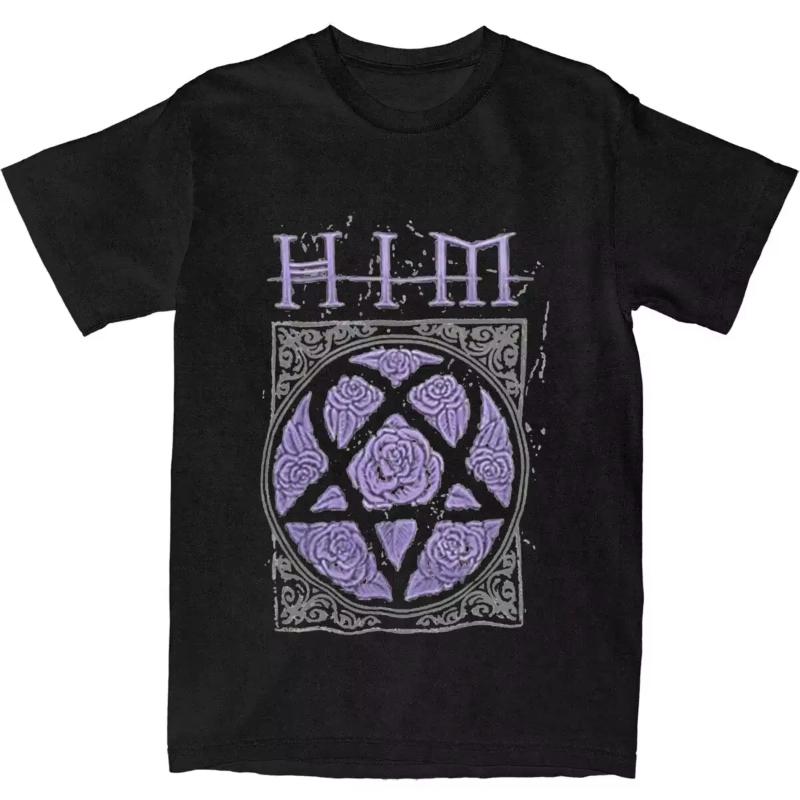 Him Band Ville Valo Heartagram Любовь Металл Футболка Летний Уличный Стиль Футболки Модная Футболка для Унисекс Женщин Футболки с Коротким Рукавом