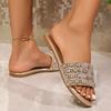 Летние новые шлепанцы с плоской подошвой, полностью инкрустированные бриллиантами, женские модные крутые шлепанцы, женская пляжная обувь