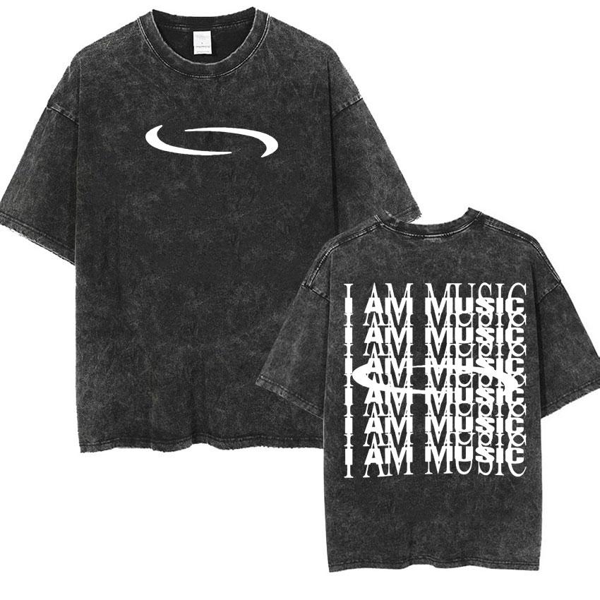 Retro Washed Playboi Carti I AM MUSIC Logo T Shirt Opium Ken Carson Narcissist Tour Antagonist Rap T-shirts Women Unisex Oversized Tees