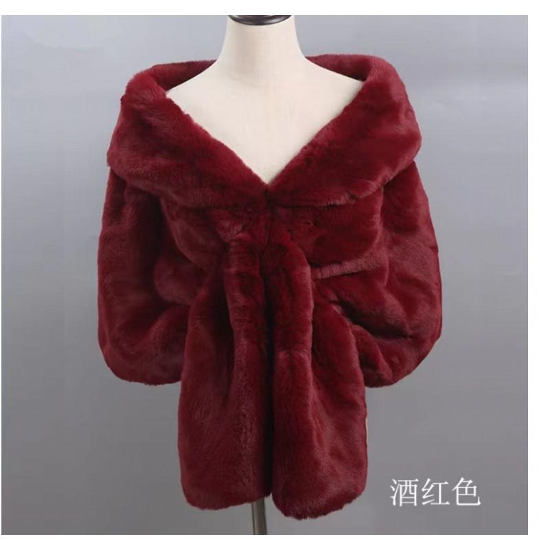 Womens Faux Fur Cape Shawl Collarless Sleeveless Long Coat Christmas Party Elegant Outwear