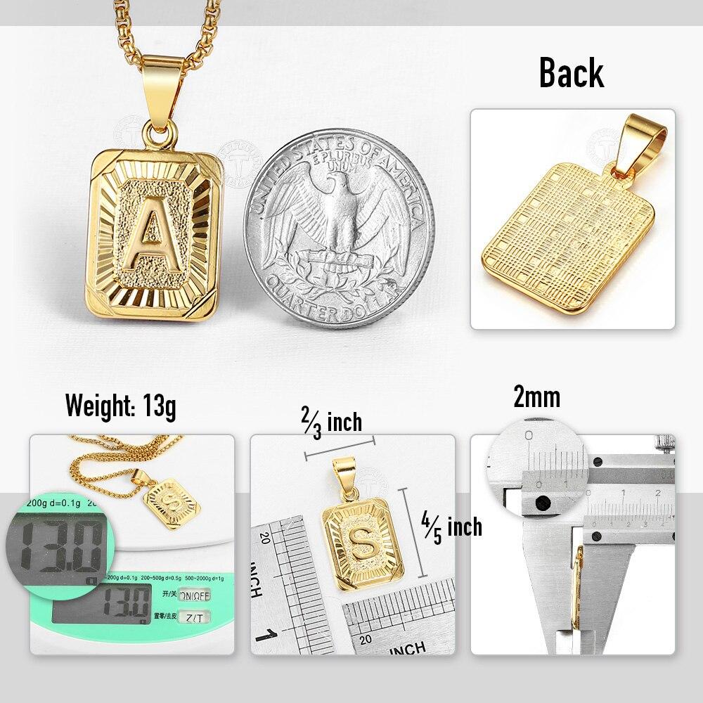 Initials Pendant Letter Name Necklace For Women Men Gold Silver Color Square Alphabet Charm Box Link Chain Couple Pendants Gpm05