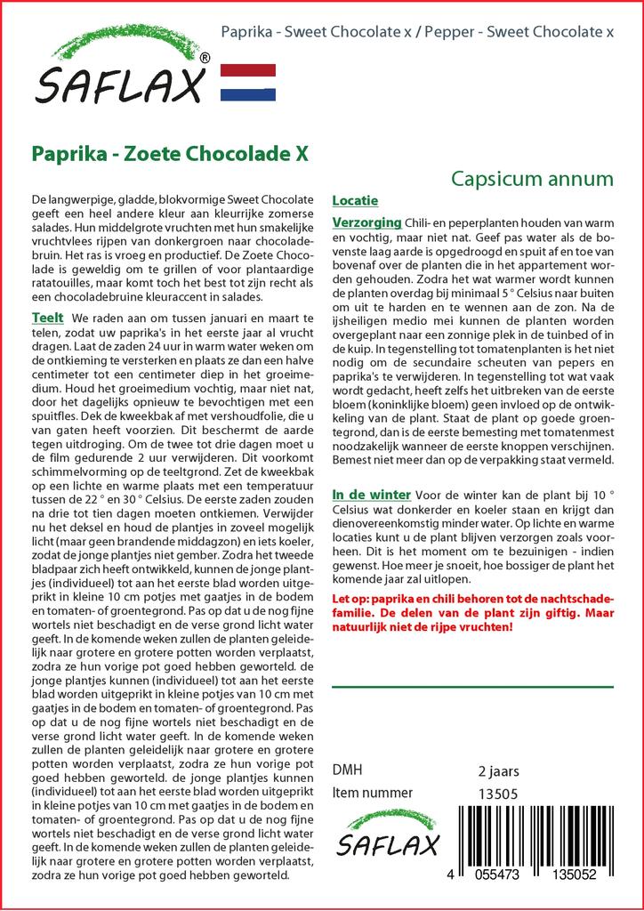 SAFLAX Garden in the Bag - Перец - Сладкий шоколад x - 10 семян - С субстратом в подходящем пакете - Capsicum annum