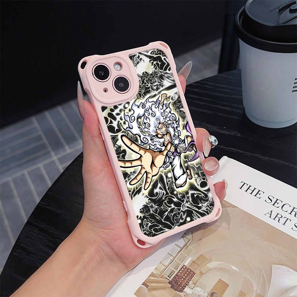 Мягкие чехлы для телефонов Ae92 One Piece Luffy Gear 5 для iPhone 16 15 14 13 12 11 Pro Max 7 8 Plus XR XS с ремешком на запястье, защитным шнурком для углов, задняя крышка