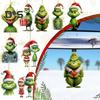 1/7Pcs Christmas Tree Ornaments Cartoon Green Elf Tree Hanging Decoration Acrylic Xmas Pendant for Holiday Car Window Wall Tree Decor