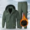 Men's Waterproof Set Snow Warmer Thickened Set Plus Size Sports Work Suit Jacket + Pants 2-piece Set