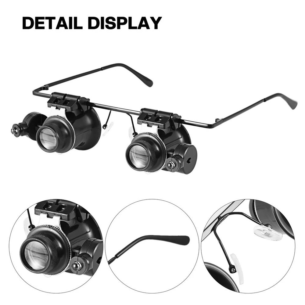 Magnifier Professional Watch Repair 20X Magnifier Jeweler Inspect Tool Double Eye Glasses Type