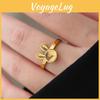 Chic Copper Fashionable Gold Ring For Women With Adorable Rabbit And Motif Clover