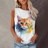 Summer Fashion Cartoon Cat 3D Print Tank Tops Women Streetwear Oversized O-Neck Vest Off Shoulder Sleeveless Woman Camisole