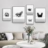 Retro Art Bathroom Animal Canvas Painting Funny Dog Kitten Bathroom Wall Art Poster Corridor Home Decoration Mural No Frame