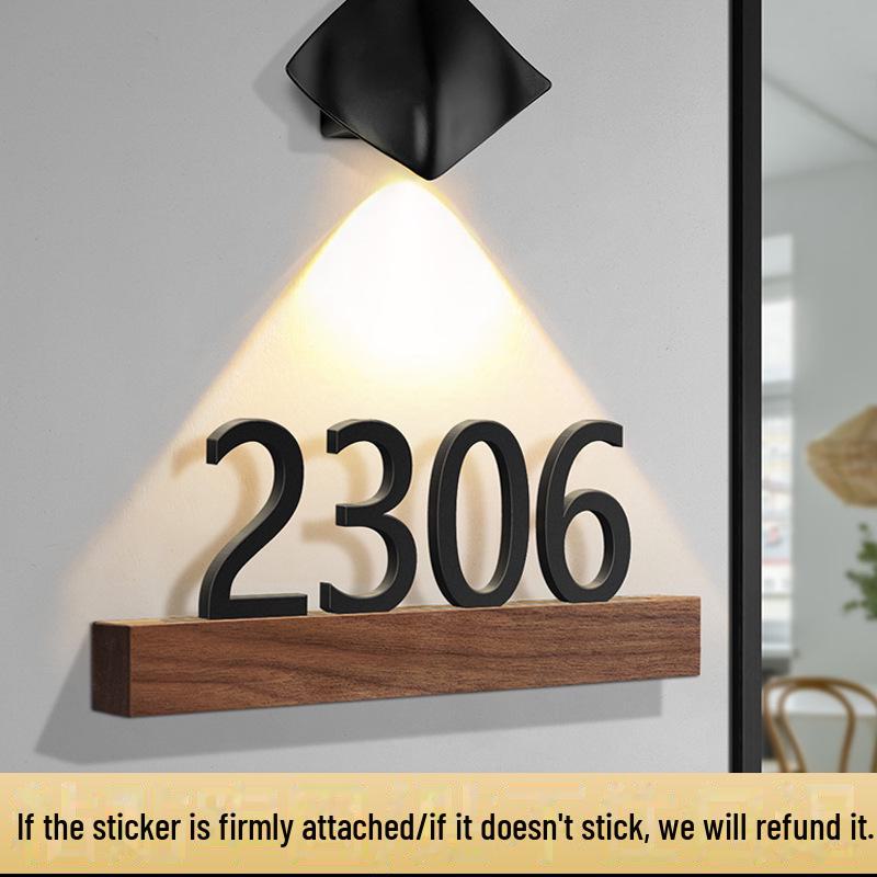 Креативная табличка с номером дома из цельного дерева и акрила — без перфорации, легкая роскошь для жилых домов и отелей