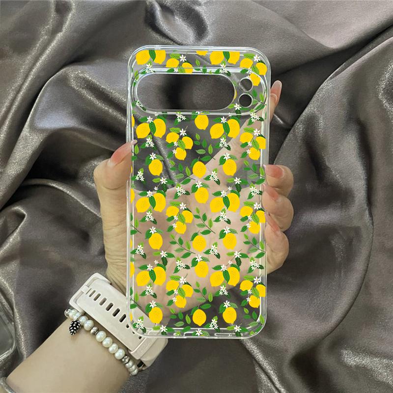 Летний Чехол для Телефона с Принтом Лимонов и Свежих Фруктов для Google Pixel 8 Pro 9 Pro XL 7 8A 6A 5G INS Милый Ударопрочный Прозрачный Мягкий TPU Чехол