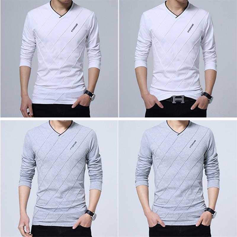 XMEN's Treasure Wonderful Fashion Мужская облегающая футболка на заказ с длинным рукавом Стильная роскошная футболка с v-образным вырезом для фитнеса Футболка