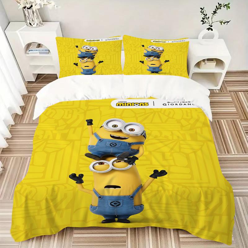 3Pcs Minions Teamwork Adventure Bedding Sets For All Sizes New 3D Printed Bed Cover Comforter Duvet Cover Pillowcase Bedroom Decoration