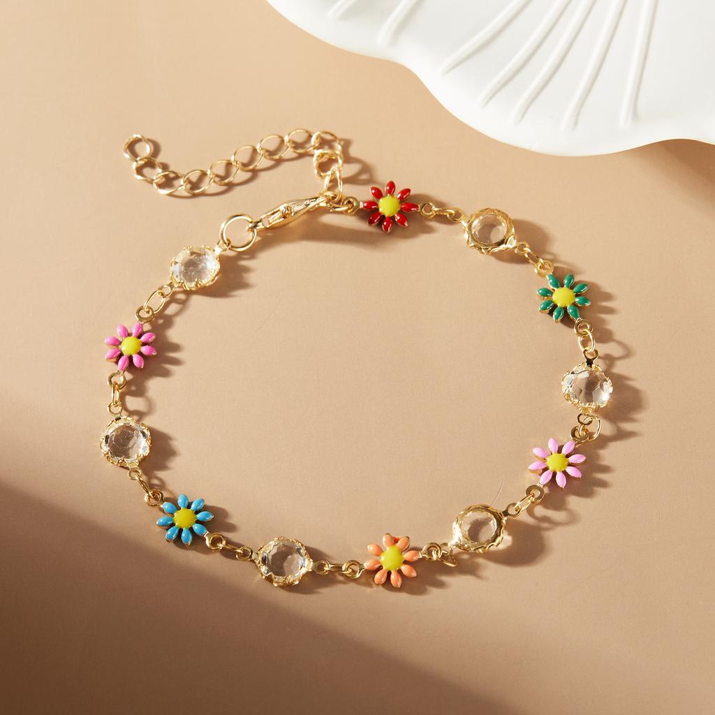 Women Multicolor Daisy Butterfly Pearl Heart Bracelet Adjustable Bangle Party Jewelry Gift