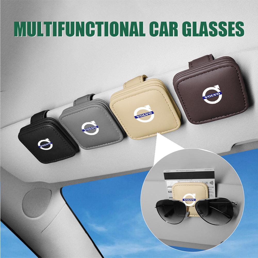 PU Car Glasses Holder Sun Visor Strong Magnet Card Ticket Clip For Volvo RDESIGN XC90 XC60 C30 T6 S60 V60 S80 S40 C70 V40 V70