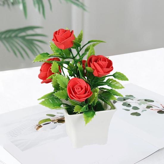 Поддельное растение в горшке, яркий цвет, искусственная роза, бонсай, устойчивое к выцветанию, реалистичное искусственное растение для украшения дома, секс-одежда для взрослых