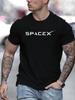 Унисекс Летний Хлопковый Модный Повседневный Свободный Большого Размера Spacex С Буквенным Узором Печатный Круглый Вырез Короткий Рукав Футболка Топ S5xl