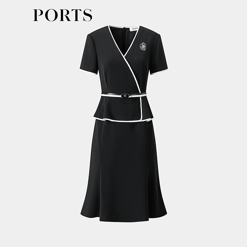Ports Женское платье с контрастными вставками и V-образным вырезом