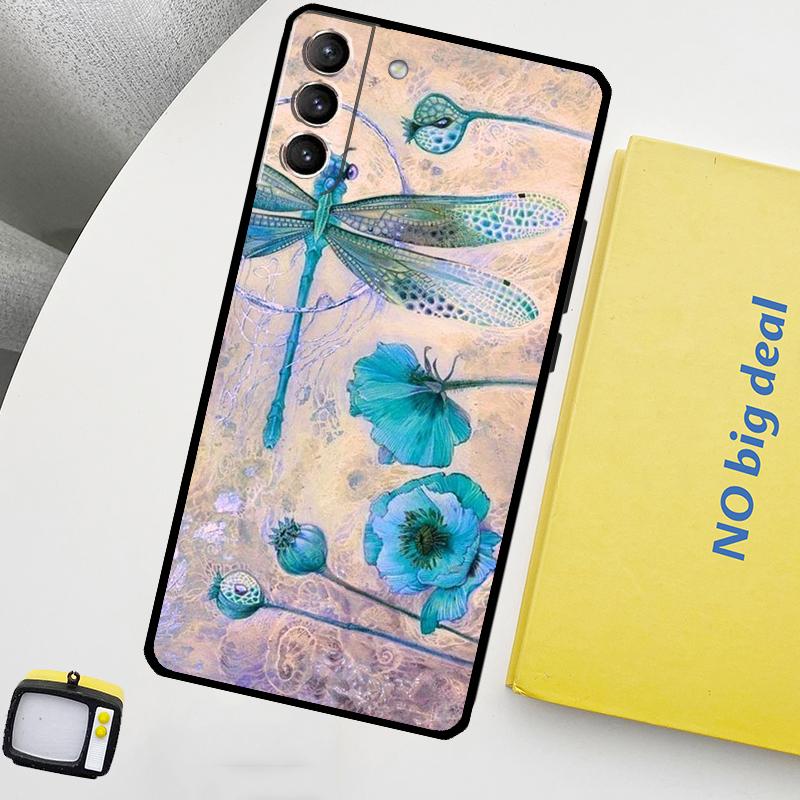 Dragonfly Pattern Phone Case For Samsung Galaxy S25 Ultra S20 S21 S22 S23 Plus S24 Ultra S9 S10 S25 FE Cover