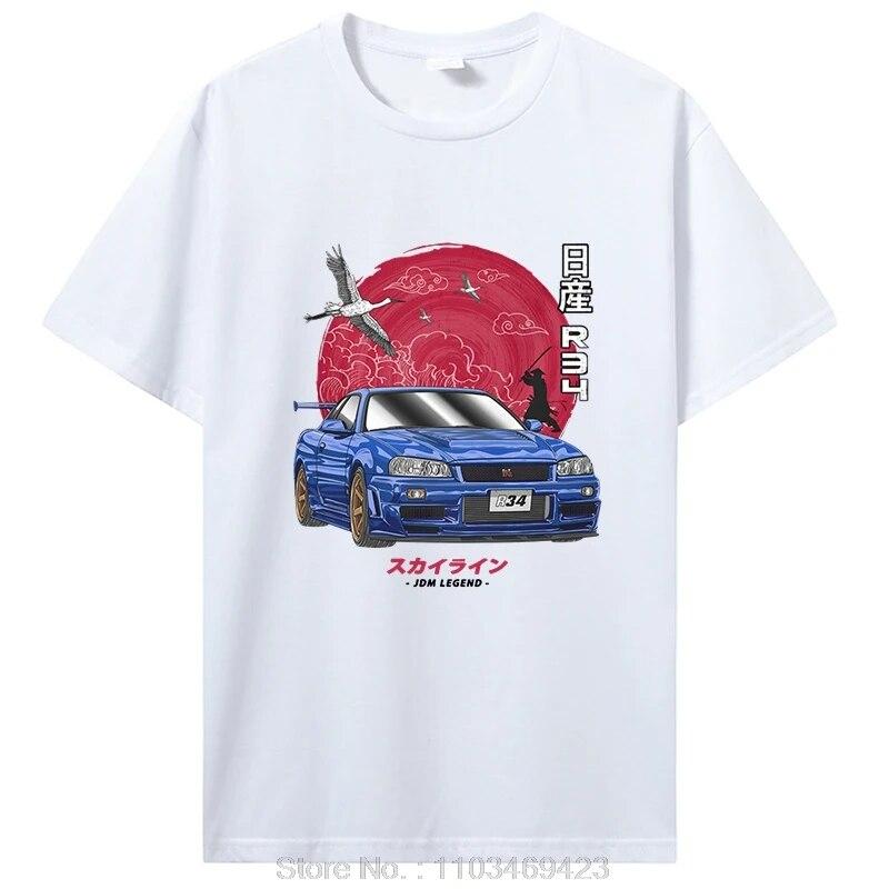 Хлопковая рубашка Initial DT, унисекс, женская футболка Harajuku, эстетическая футболка большого размера, забавная футболка с автомобилем JDM LEGEND, футболка Skyline R34