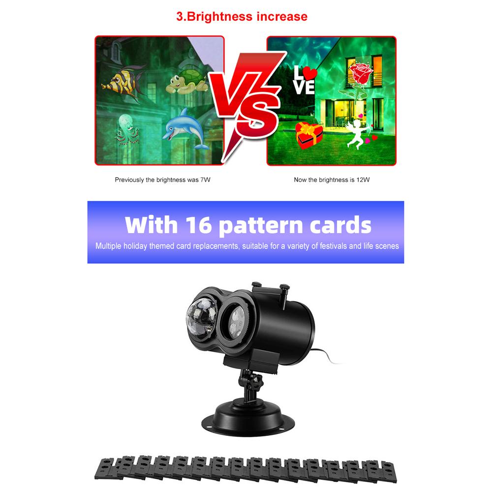 Рождественские праздничные огни, проектор 2-в-1, светодиодная проекционная лампа Ocean Wave, водонепроницаемая с 16