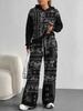 Splicing European And American Autumn And Winter Casual Long-Sleeved Suit Women'S Hooded Sweater Trousers Two-Piece Set