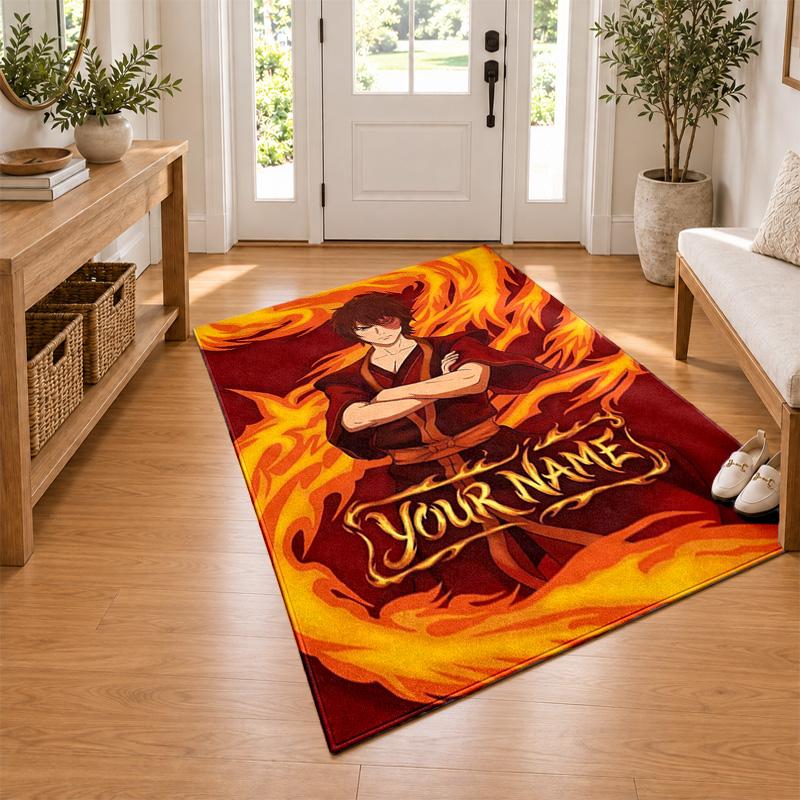Avatar The Last Airbender Custom Name Personalized Rug Non‑Slip Doormat Floor Carpet Housewarming Birthday Gift for Family Friends