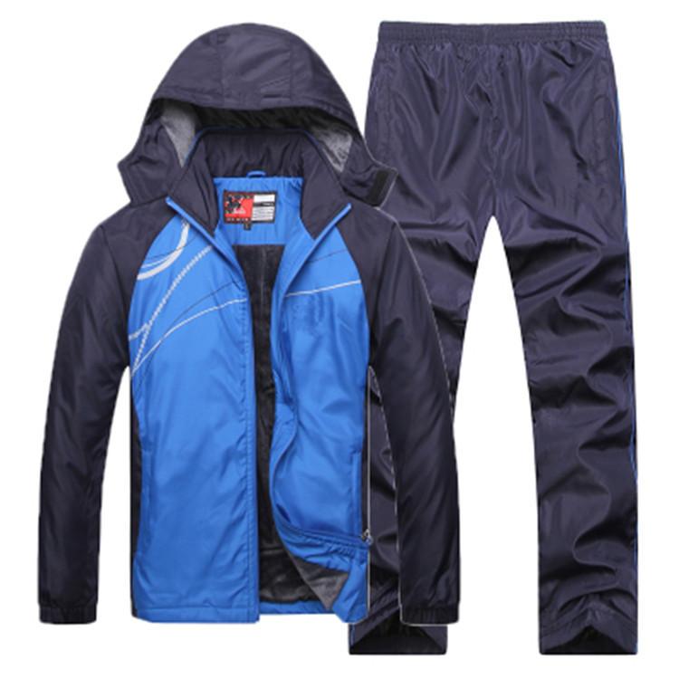 Men's Autumn and Winter Sports Two-piece Sweatshirt + Solid Color Pants Two-piece Set