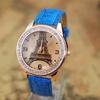 shsby Fashion Paris Eiffel Tower Ladies Leather strap watches Women Rhinestone Watches Women Dress Wristwatch gift