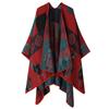 Women's Fashion Pashmina Autumn and Winter Cloak Thicken Warm Shawl Knitted Wraps Split Cape