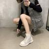 Fashion Biker Combat Women's Ankle Boots Footwear With Laces Booties Punk Style Lace-up Black Short Shoes For Woman Gyaru Comfortable