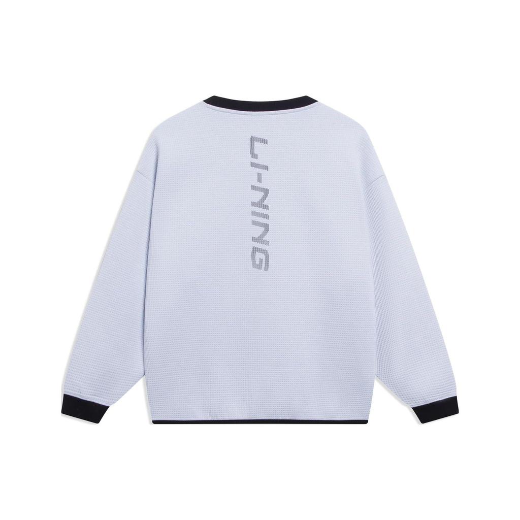 Li Ning Sports Basketball Series Logo Print Crew Neck Loose Pullover Толстовка Мужская толстовка Standard-White AWDT075-2