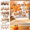 Harvest Theme Wall Stickers Autumn Maple Leaf And Lantern Static Window Sticker, Double Sided PVC Waterproof Fall Home Decoration Decals, Removable
