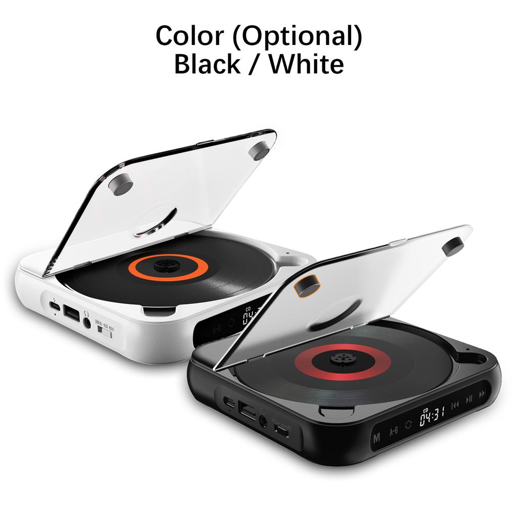 BT5.1 CD Player Portable Music Player Desktop CD Runner with Dustproof Cover LED Display 6 Modes A-B Repeat Timer Remote Control