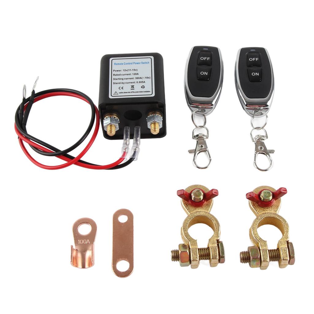 Car Battery Disconnect Switch Power Cut Off Kill Switch with Remote Control Copper Terminal for Auto