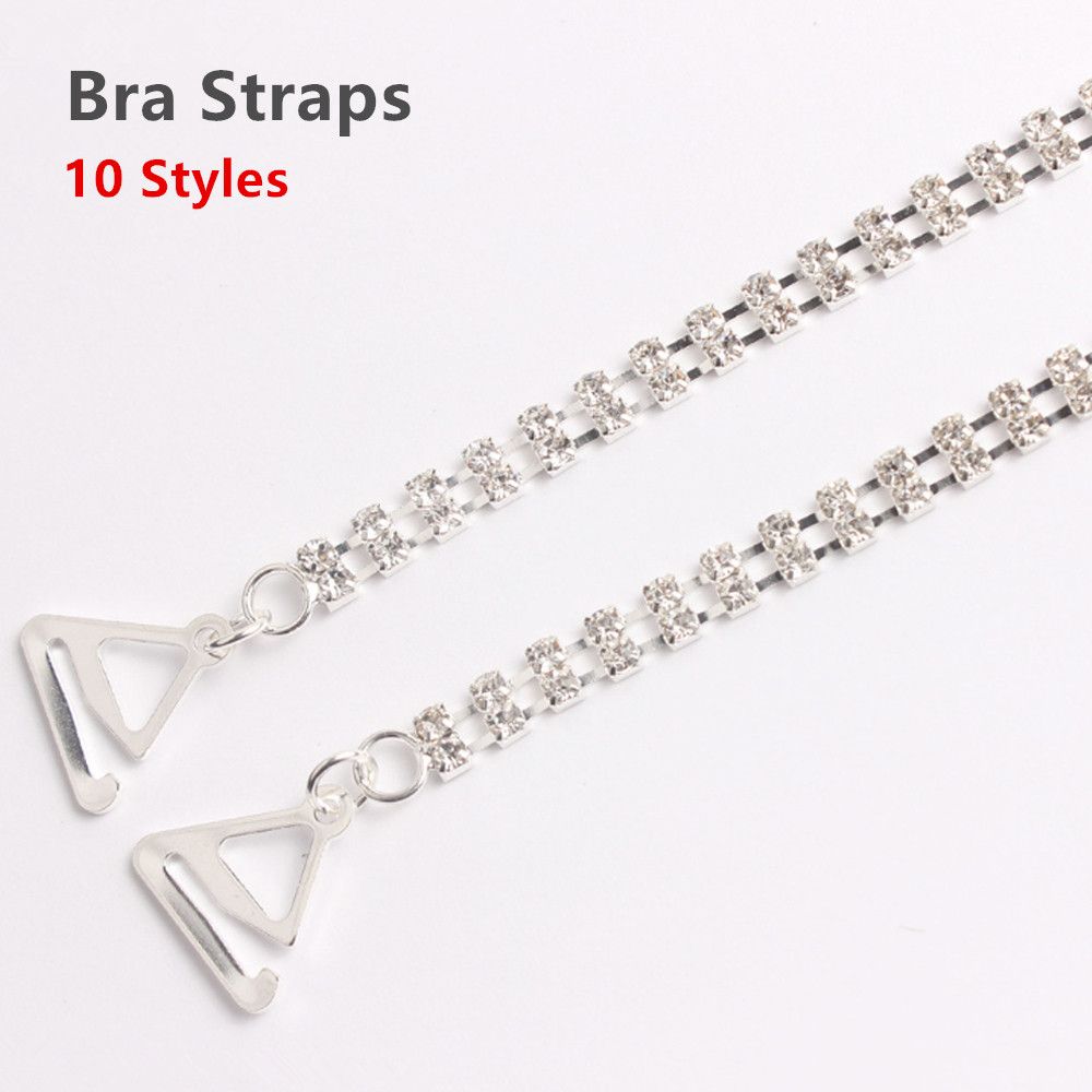 Fashion Rhinestone Crystal Silver Plated Bra Straps Metallic Bra Shoulder Lingerie Accessories