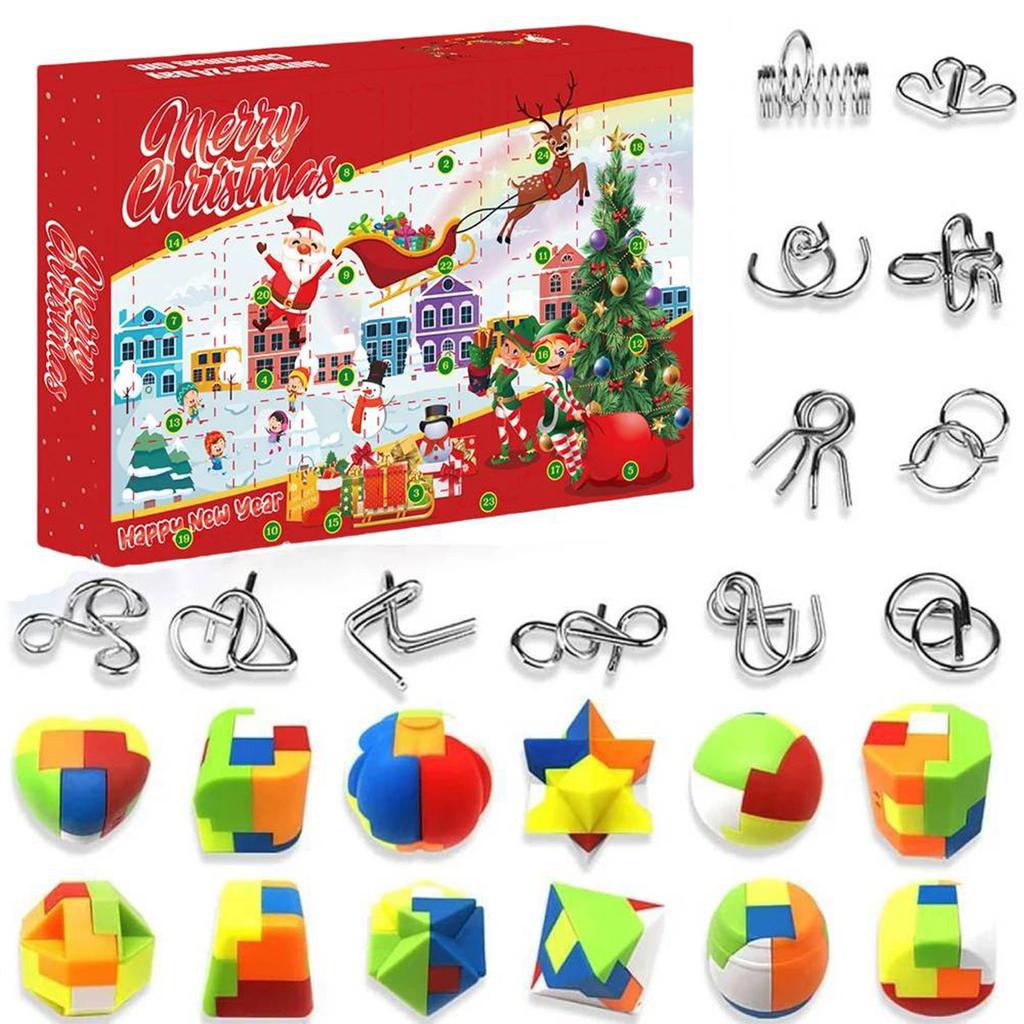 24-Day Brain Teaser Advent Calendar 24 Challenging Puzzles 3D Logic Games for Teens Adults Christmas Countdown Calendar